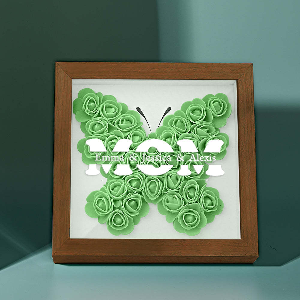 Personalisierter Blumen-schattenbox-bilderrahmen Mit Namen – Muttertagsgeschenk - dephotoblanket