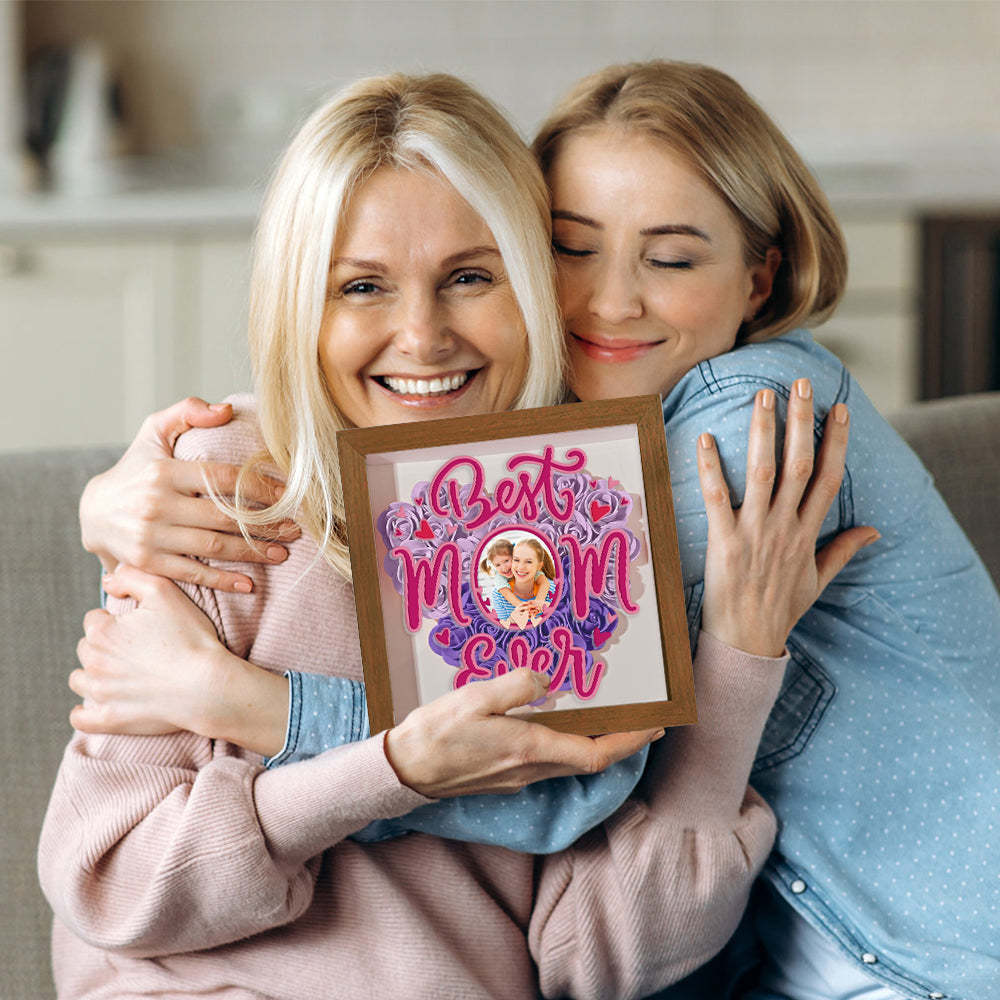 Personalisierter Foto-schattenbox-rahmen Mit Blumenmuster – Muttertagsgeschenk - dephotoblanket