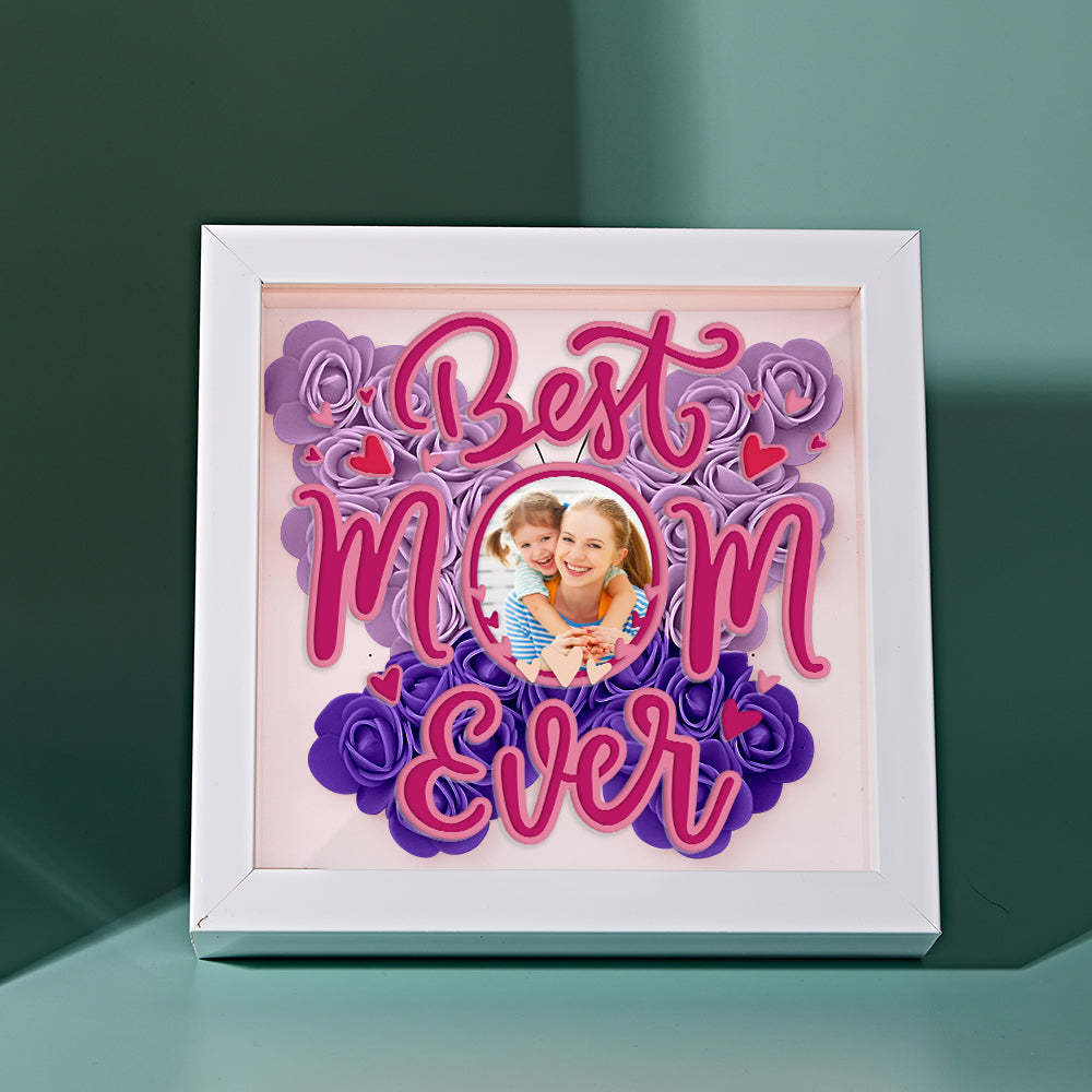 Personalisierter Foto-schattenbox-rahmen Mit Blumenmuster – Muttertagsgeschenk - dephotoblanket