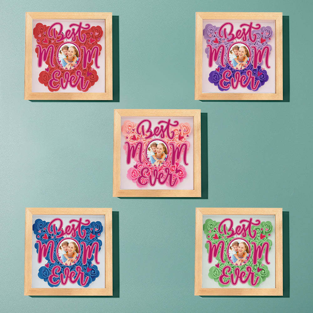 Personalisierter Foto-schattenbox-rahmen Mit Blumenmuster – Muttertagsgeschenk - dephotoblanket