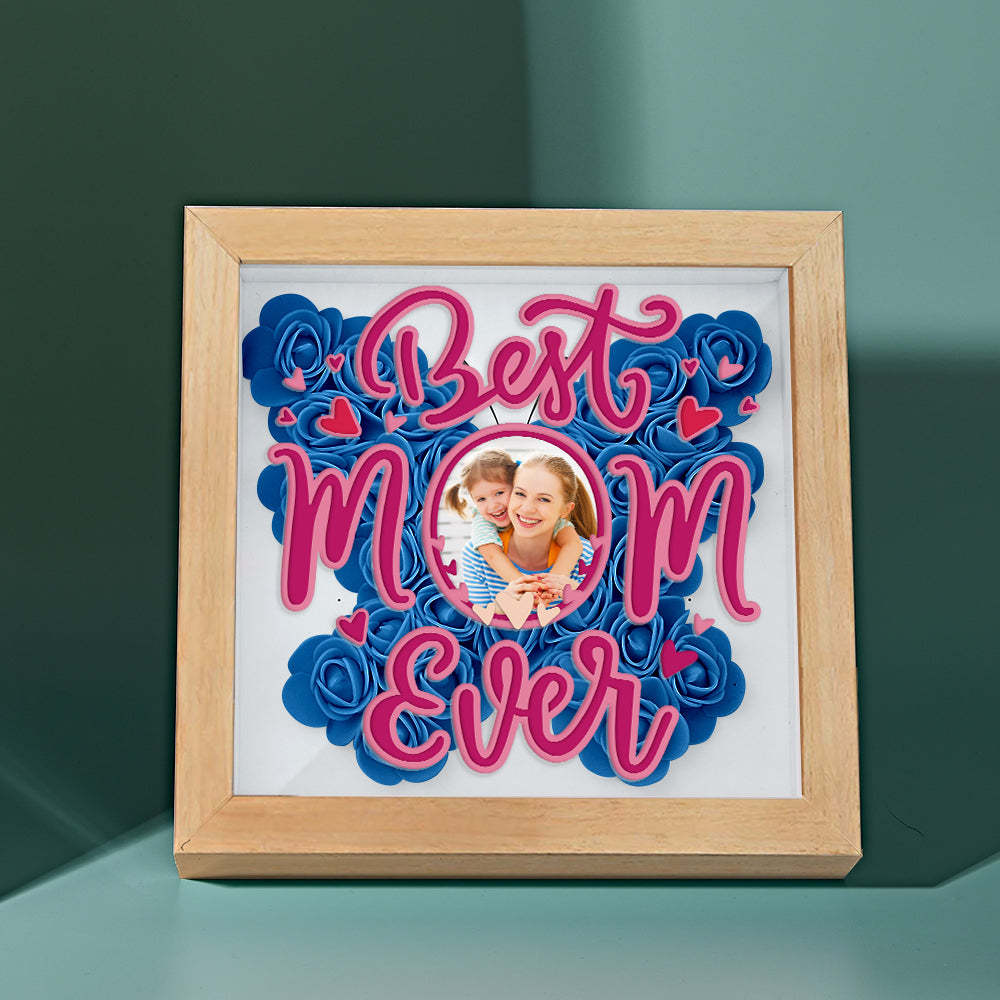 Personalisierter Foto-schattenbox-rahmen Mit Blumenmuster – Muttertagsgeschenk - dephotoblanket