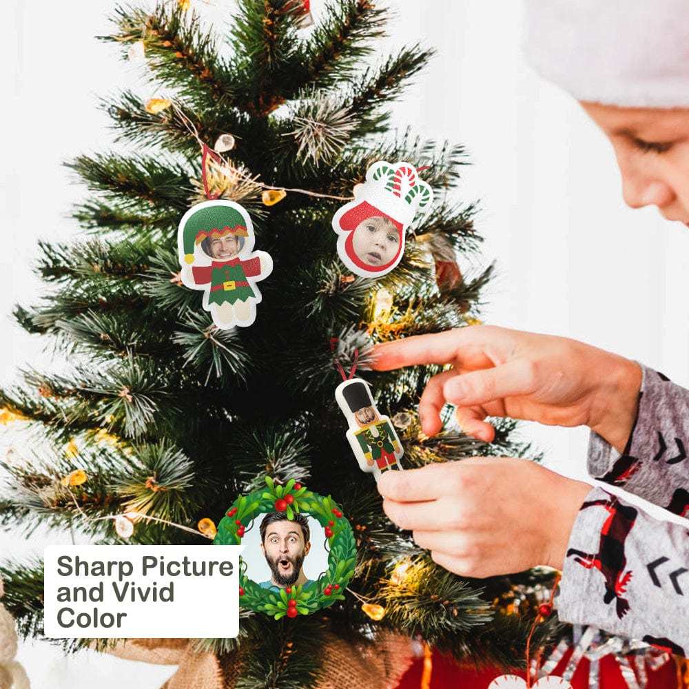 Weihnachtsüberraschungsgeschenke, Weihnachtsfoto-hängedekorationen, Blindbox, Benutzerdefiniertes Gesicht, Weihnachts-hängeornamente - dephotoblanket