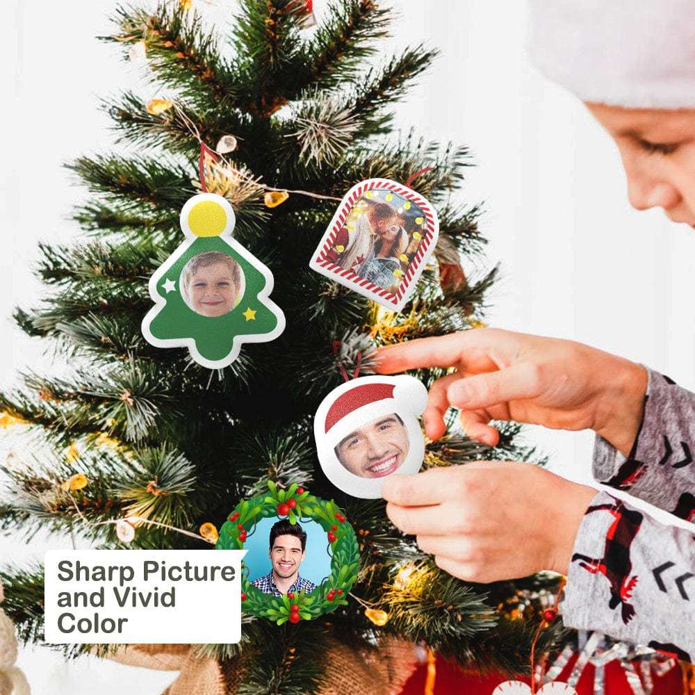 Weihnachtsüberraschungsgeschenke, Weihnachtsfoto-hängedekorationen, Blindbox, Benutzerdefiniertes Gesicht, Weihnachts-hängeornamente - dephotoblanket
