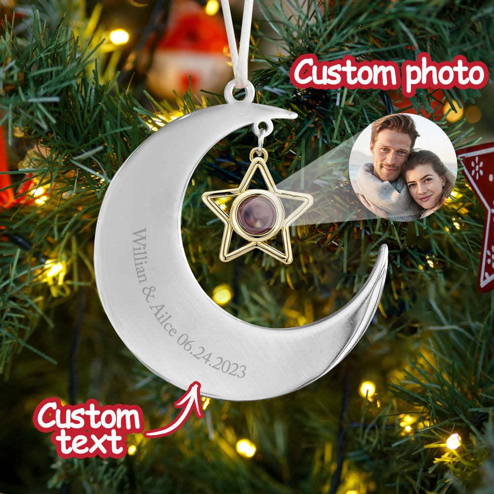 Personalisiertes Projektionsornament, Individuelles Halbmond-stern-ornament, Geschenke Für Sie - dephotoblanket