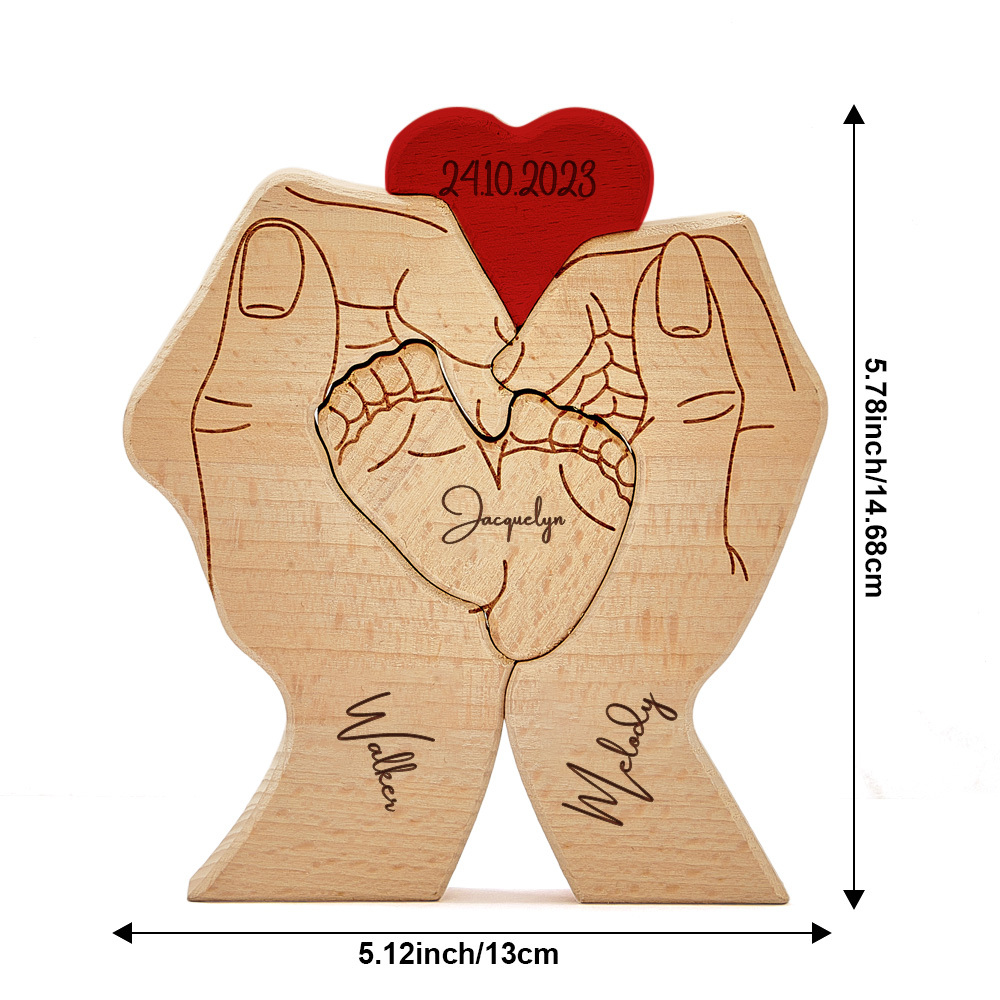 Personalisierte Babyfüße Aus Holz, Individuelle Namen Von Familienmitgliedern, Datum, Puzzle, Heimdekoration, Geschenke