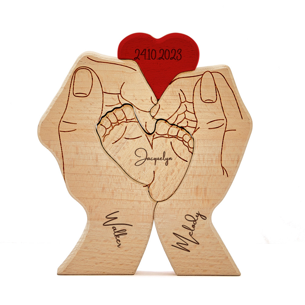 Personalisierte Babyfüße Aus Holz, Individuelle Namen Von Familienmitgliedern, Datum, Puzzle, Heimdekoration, Geschenke