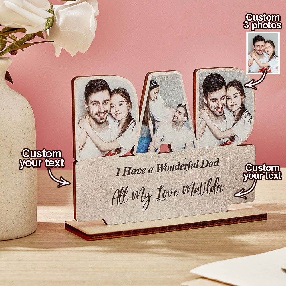 Personalisiertes Papa-holzschild, Individuelles Foto-papa-schild, Ornament, Vatertagsgeschenk Für Papa - dephotoblanket