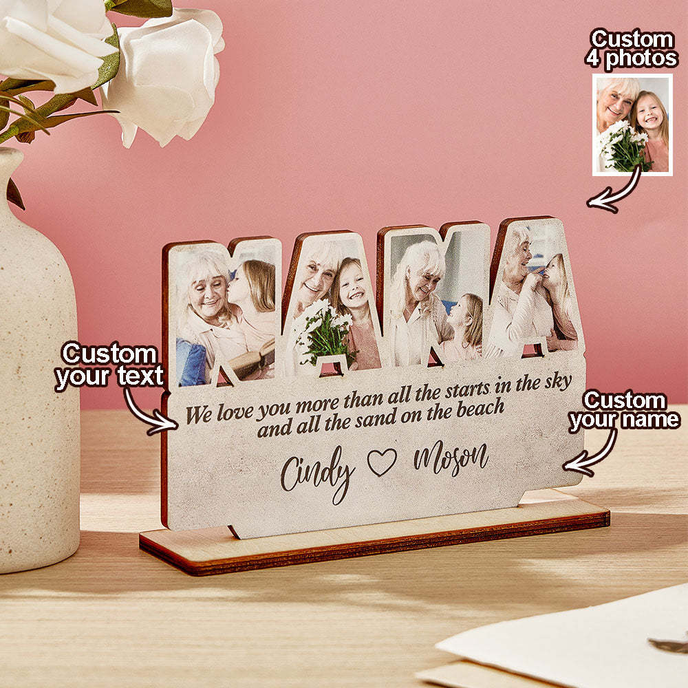 Personalisierte Nana-holztafel, Individuelles Fotoschild, Heimdekoration, Geschenk Für Oma - dephotoblanket