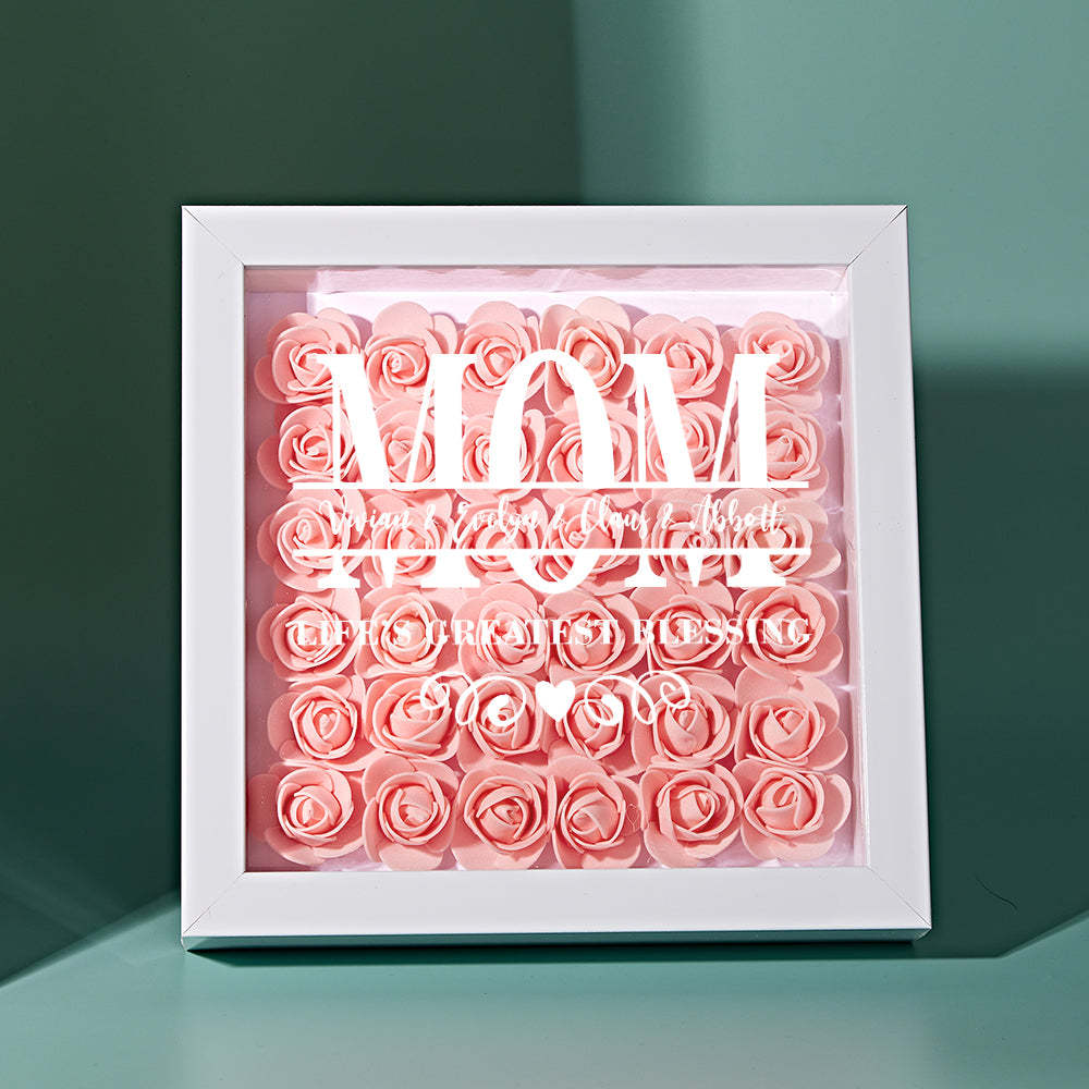 Personalisierter Blumen-schattenkasten Mit Namen – Muttertagsgeschenk - dephotoblanket