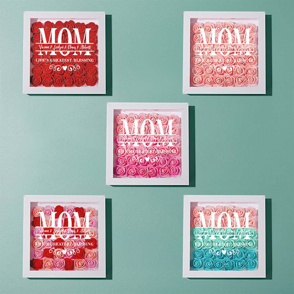 Personalisierter Blumen-schattenkasten Mit Namen – Muttertagsgeschenk - dephotoblanket