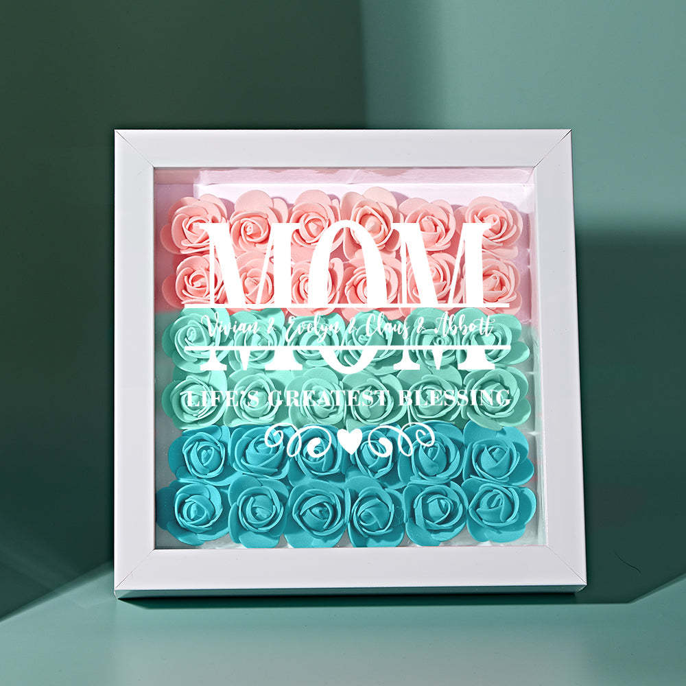 Personalisierter Blumen-schattenkasten Mit Namen – Muttertagsgeschenk - dephotoblanket