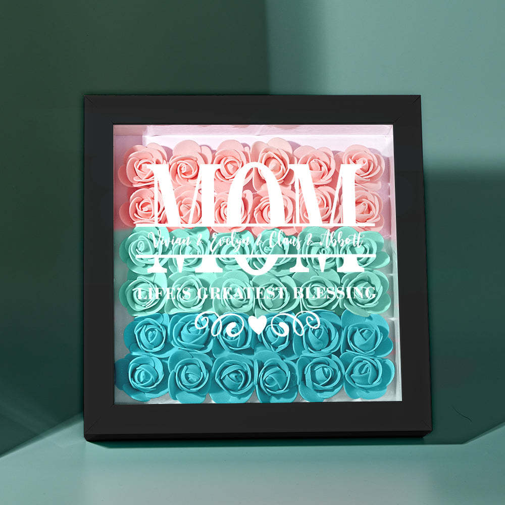 Personalisierter Blumen-schattenkasten Mit Namen – Muttertagsgeschenk - dephotoblanket