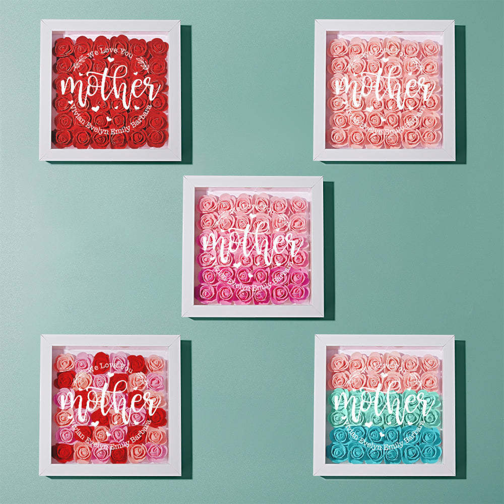 Personalisierter Blumen-schattenkasten Mit Namensaufdruck – Muttertagsgeschenk - dephotoblanket