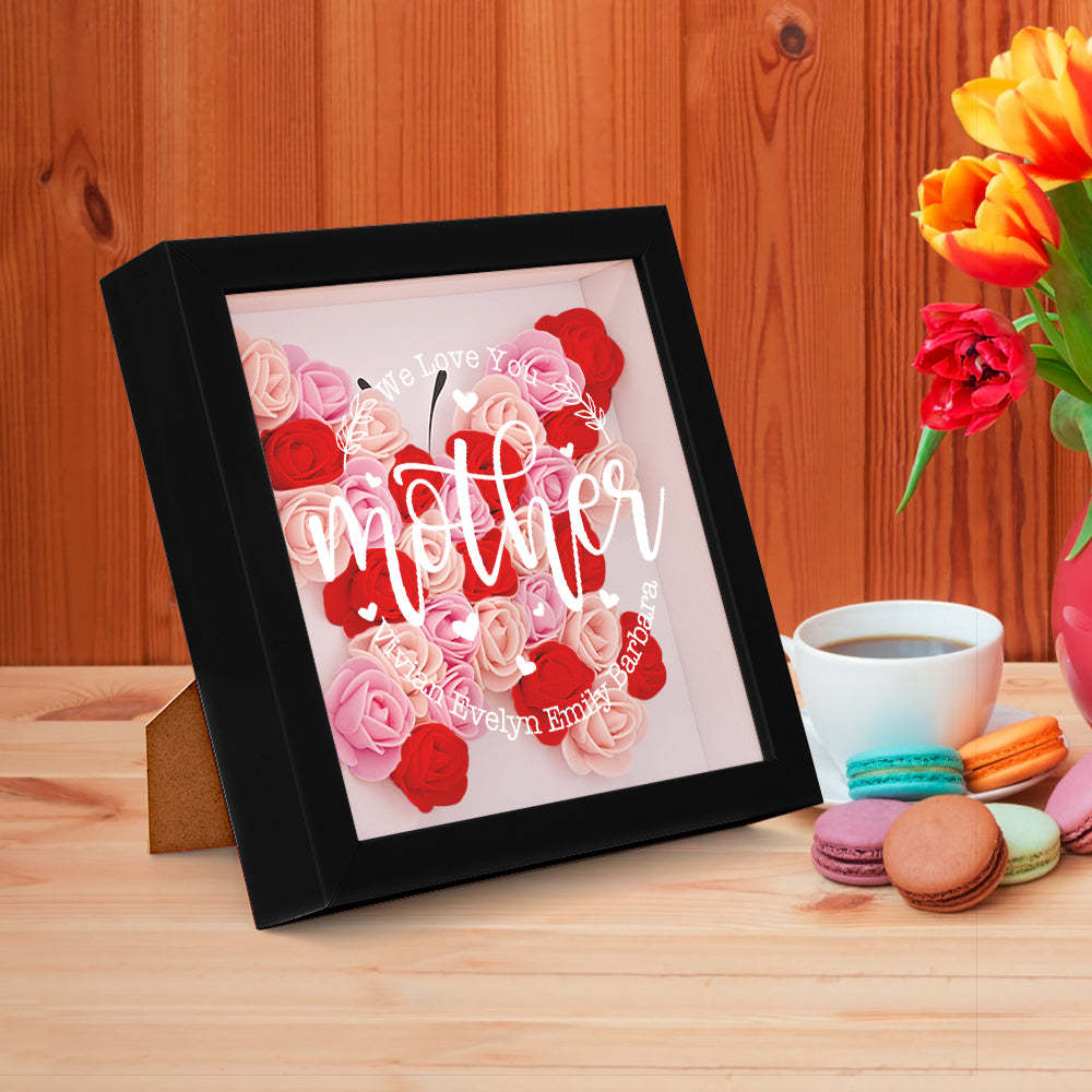 Personalisierter Blumen-schattenkasten Mit Namensaufdruck – Muttertagsgeschenk - dephotoblanket