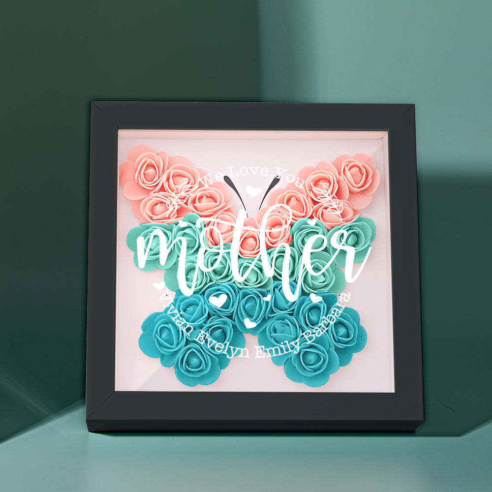 Personalisierter Blumen-schattenkasten Mit Namensaufdruck – Muttertagsgeschenk - dephotoblanket