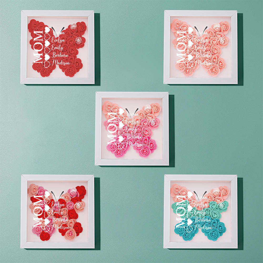 Personalisierter Blumen-schattenkasten Mit Namensaufdruck, Herz-blumen-schattenkastenrahmen, Muttertagsgeschenk - dephotoblanket