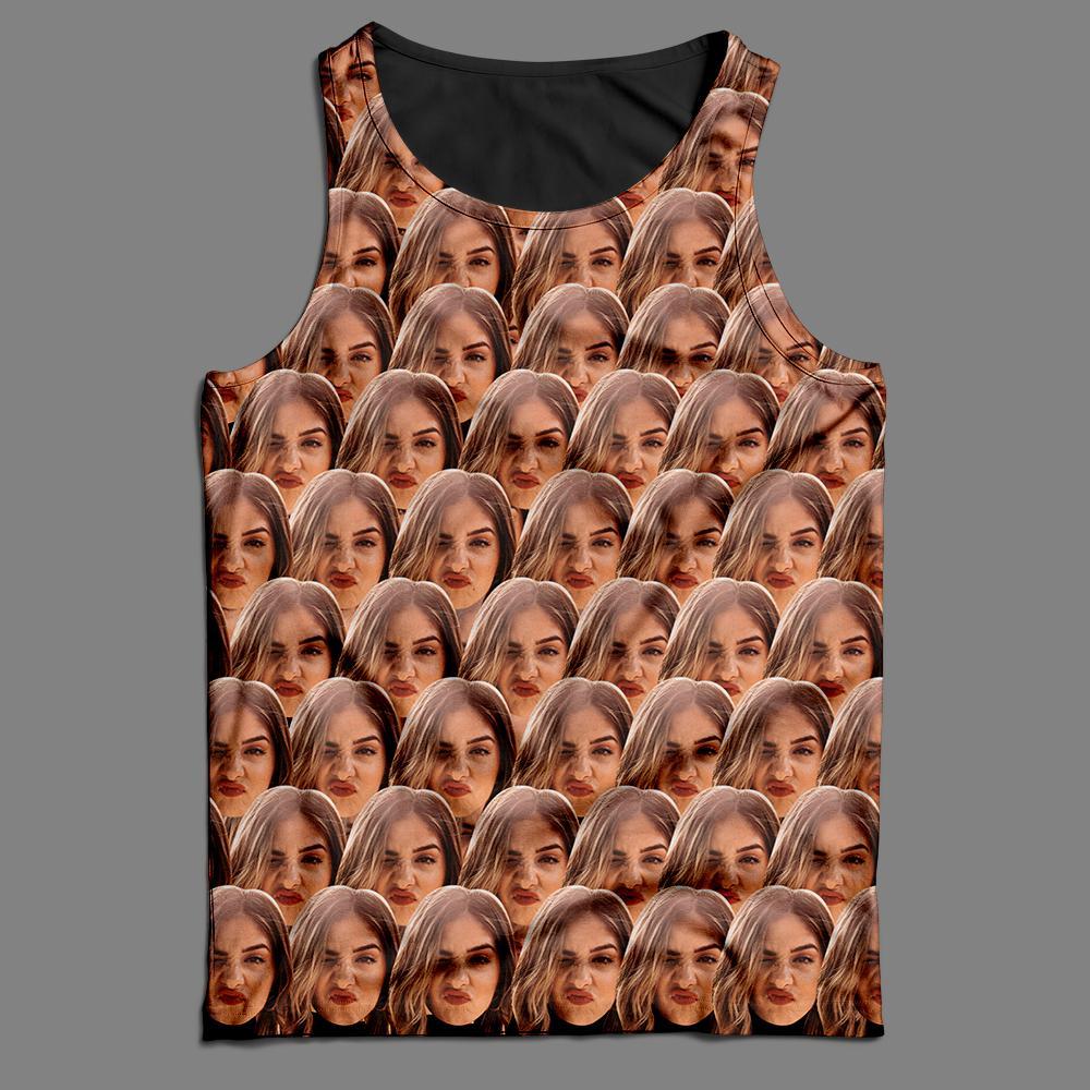 Benutzerdefiniertes Allover-print-t-shirt Mit Mash-face-foto-tanktop - dephotoblanket
