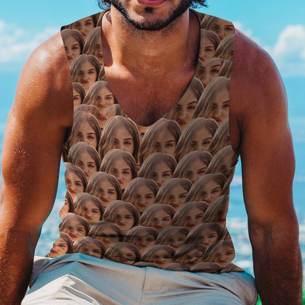 Benutzerdefiniertes Allover-print-t-shirt Mit Mash-face-foto-tanktop - dephotoblanket