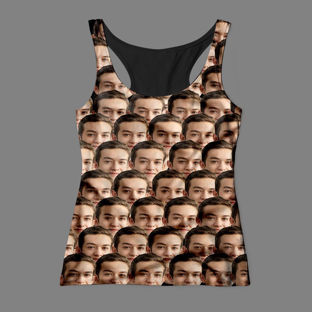 Benutzerdefiniertes Allover-print-t-shirt Mit Mash-face-foto-tanktop - dephotoblanket