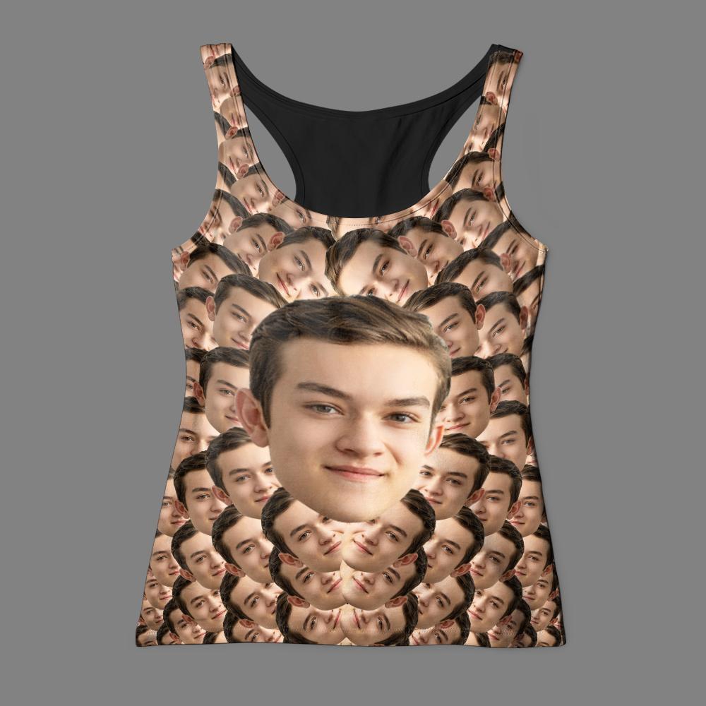 Benutzerdefiniertes „my Face All Over Print“-t-shirt Mit Mash-face-foto-tanktop - dephotoblanket