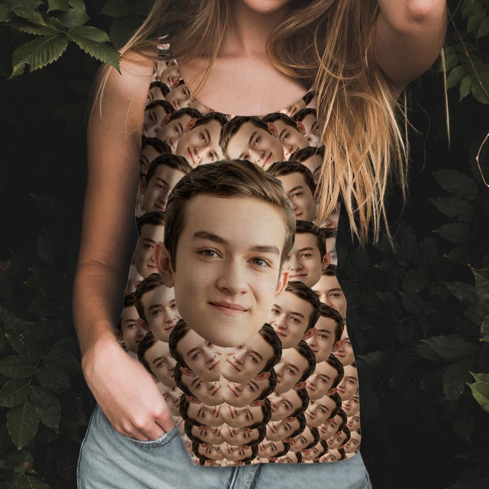 Benutzerdefiniertes „my Face All Over Print“-t-shirt Mit Mash-face-foto-tanktop - dephotoblanket