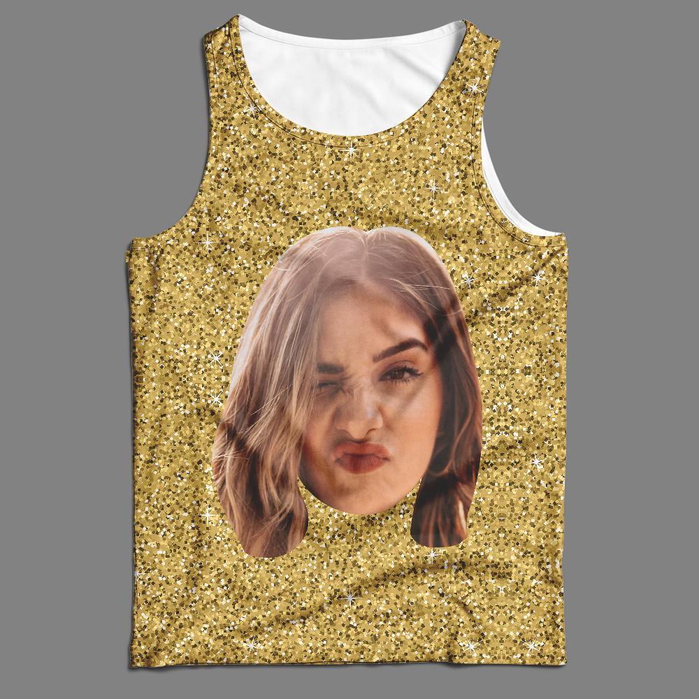 Benutzerdefiniertes Gesichts-tanktop Golden Light Personalisiertes Tanktop - dephotoblanket