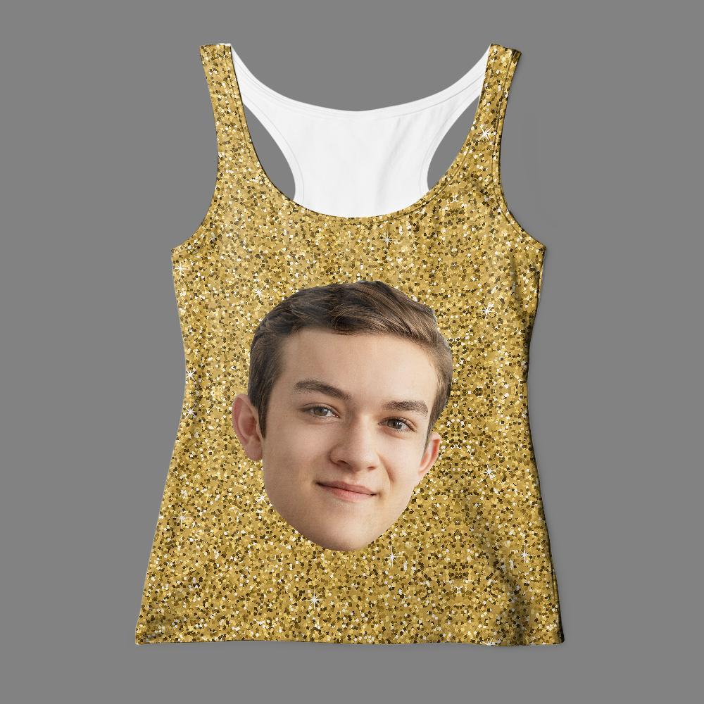 Benutzerdefiniertes Gesichts-tanktop Golden Light Personalisiertes Tanktop - dephotoblanket