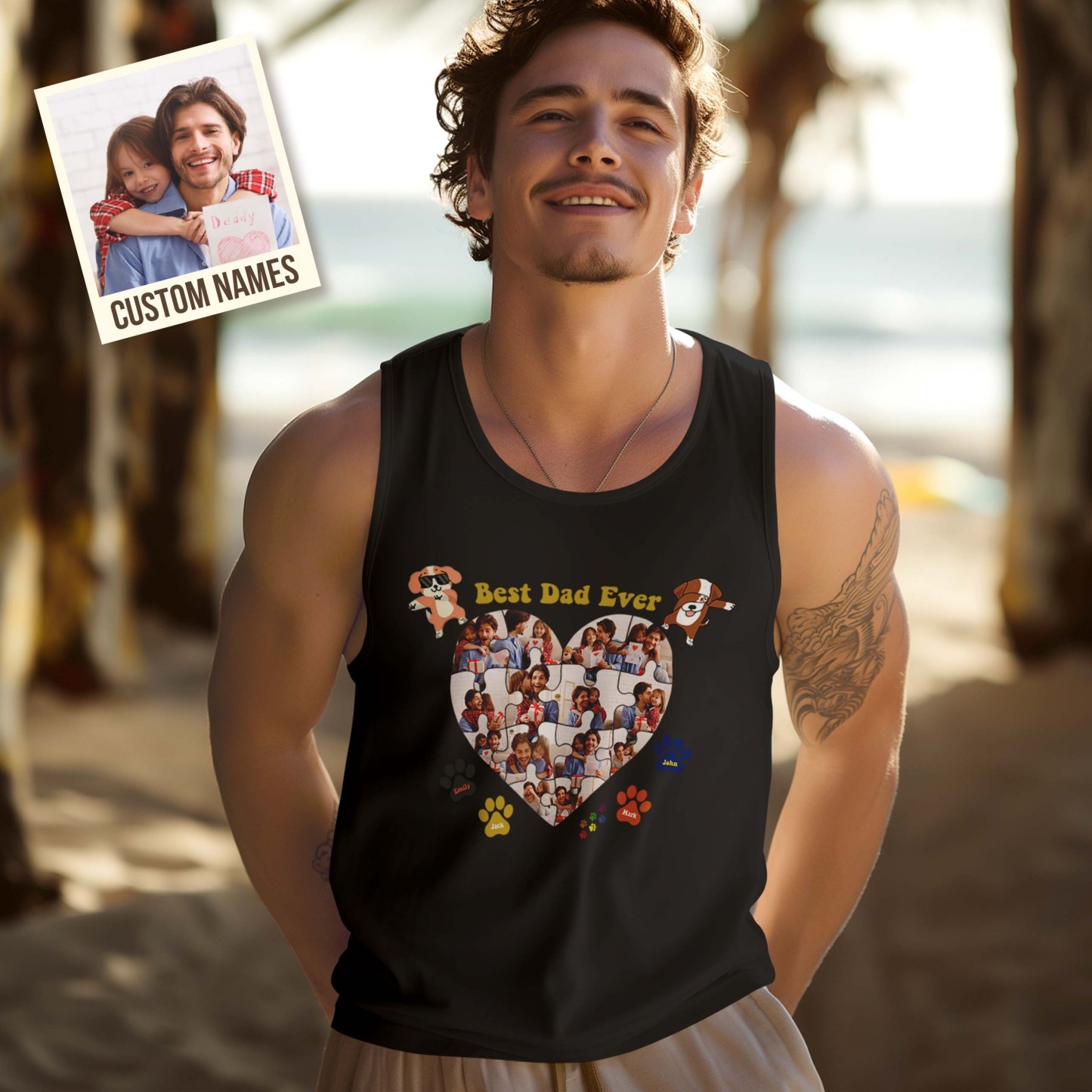 Benutzerdefiniertes Tanktop Für Hundeväter, T-shirt „bester Papa Aller Zeiten“, Vatertags-/geburtstagsgeschenke Für Papa, Grafik-t-shirt Für Den Sommer - dephotoblanket