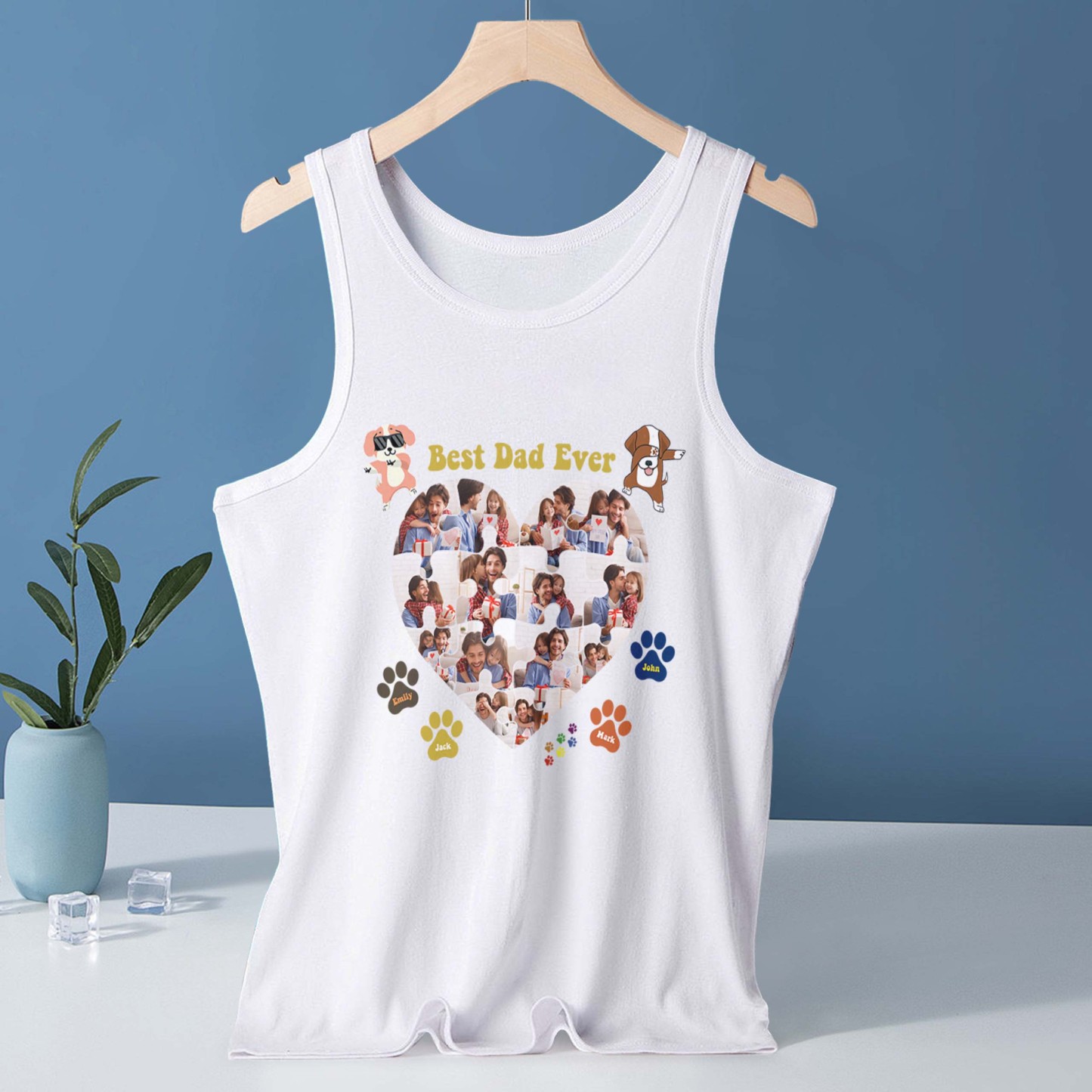 Benutzerdefiniertes Tanktop Für Hundeväter, T-shirt „bester Papa Aller Zeiten“, Vatertags-/geburtstagsgeschenke Für Papa, Grafik-t-shirt Für Den Sommer - dephotoblanket