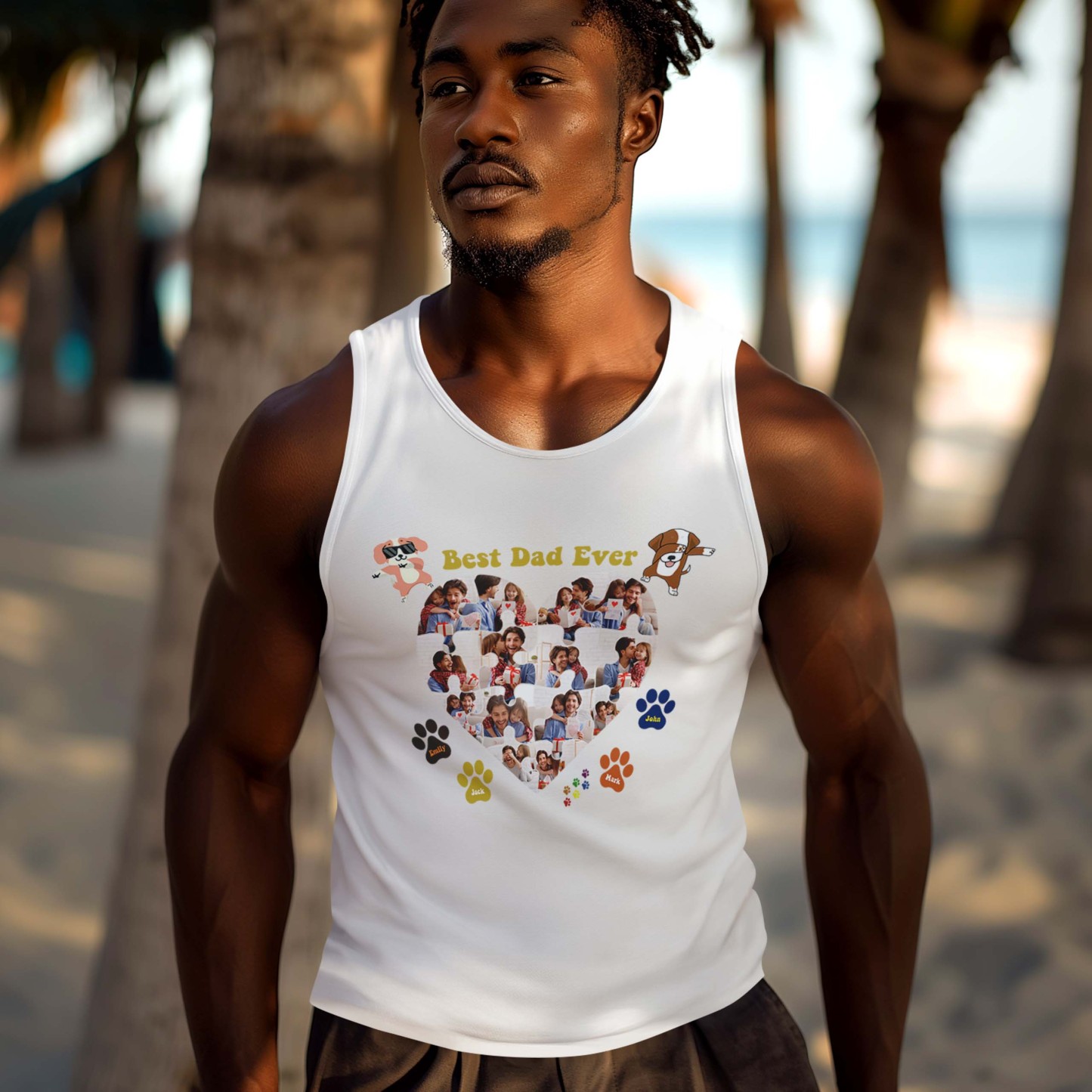 Benutzerdefiniertes Tanktop Für Hundeväter, T-shirt „bester Papa Aller Zeiten“, Vatertags-/geburtstagsgeschenke Für Papa, Grafik-t-shirt Für Den Sommer - dephotoblanket