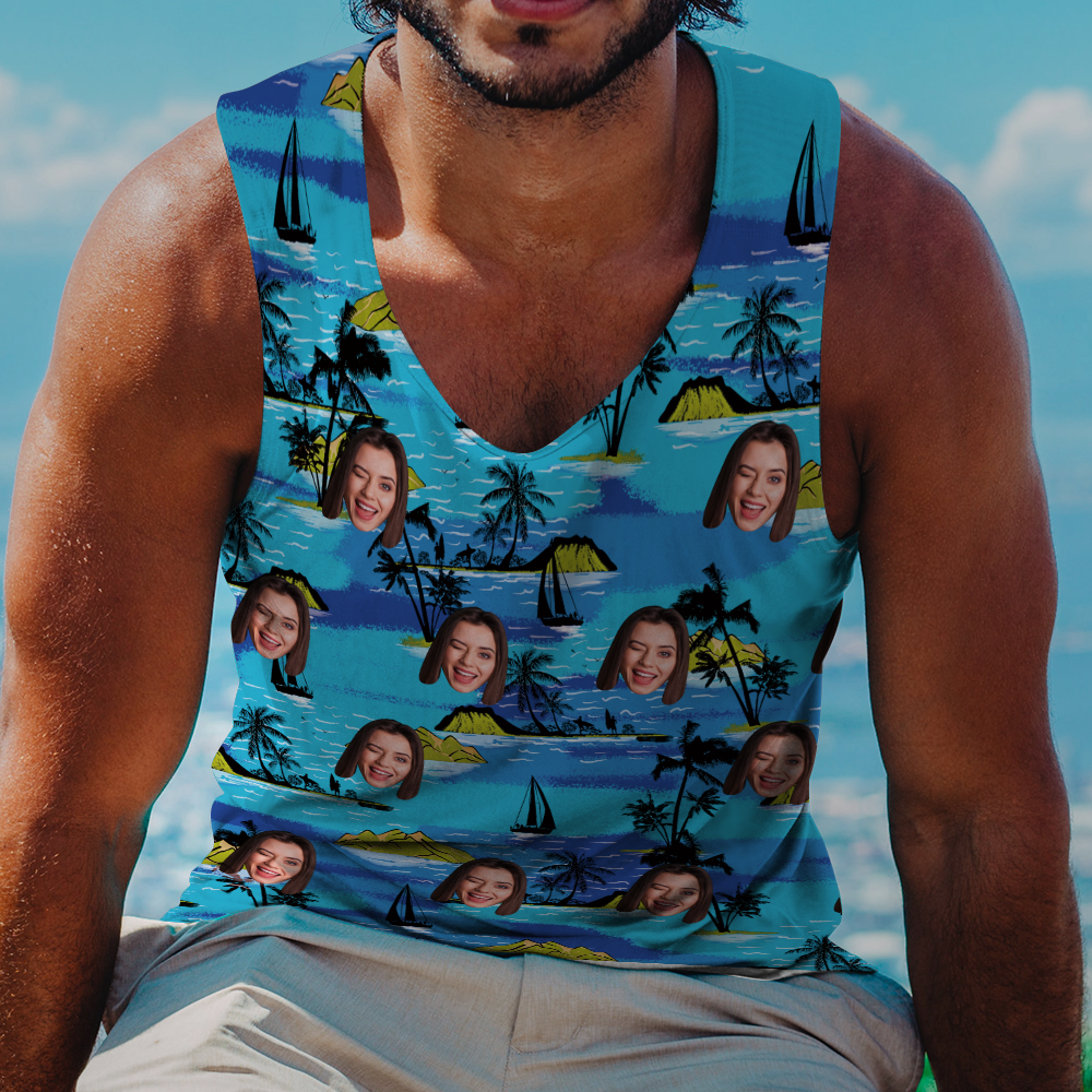 Benutzerdefiniertes Hawaii-tanktop Mit Flamingo-blumen Und -blättern - dephotoblanket