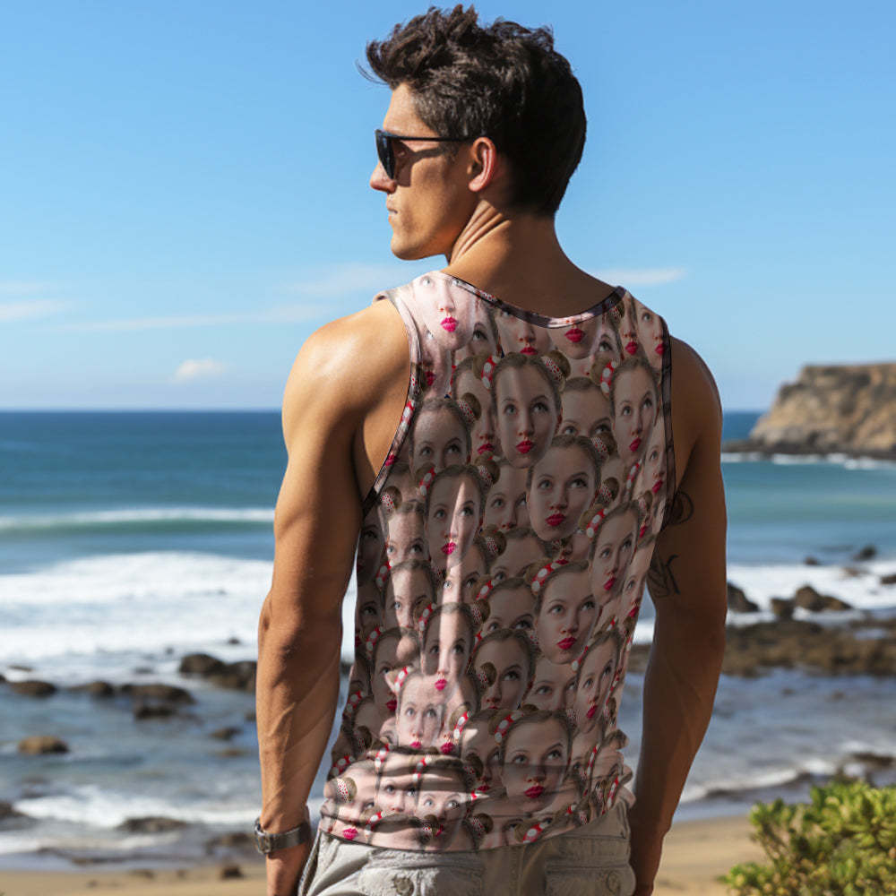 Benutzerdefinierte Dicke Gesichts-tanktops Ärmelloses Herrenshirt Mash Face - dephotoblanket