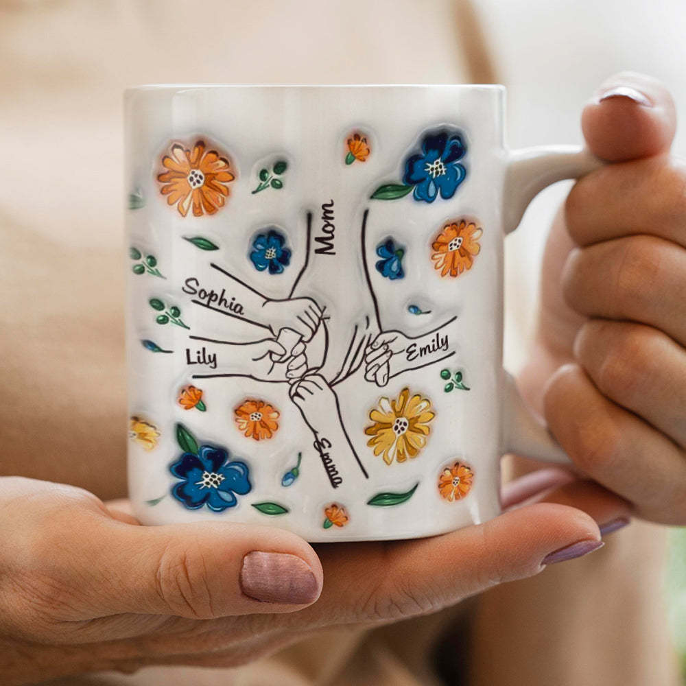 Halte Meine Hand, Halte Mein Herz – Personalisierte Personalisierte 3d-tasse Mit Aufgeblasenem Effekt – Muttertag, Geschenk Für Mama, Oma - dephotoblanket