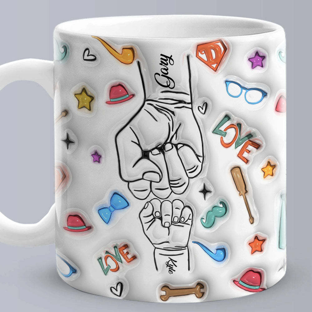 Geschenke Für Papa, Individuelle 1–6 Kinder, Personalisierte Namen, Bedruckte Tasse Mit 3d-aufblaseffekt, Vatertagsgeschenke - dephotoblanket