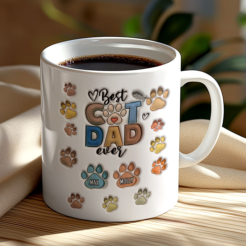 Bester Pelzvater Aller Zeiten – Hund Und Katze, Personalisierte, Individuelle, Bedruckte Tasse Mit 3d-aufblaseffekt – Vatertag, Geschenk Für Haustierbesitzer, Haustierliebhaber - dephotoblanket