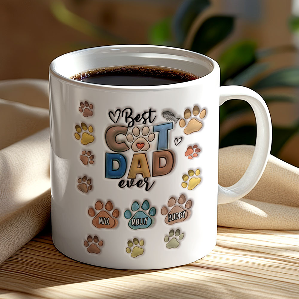 Bester Pelzvater Aller Zeiten – Hund Und Katze, Personalisierte, Individuelle, Bedruckte Tasse Mit 3d-aufblaseffekt – Vatertag, Geschenk Für Haustierbesitzer, Haustierliebhaber - dephotoblanket