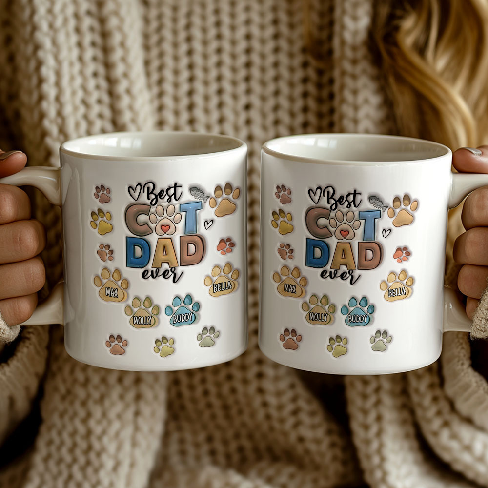 Bester Pelzvater Aller Zeiten – Hund Und Katze, Personalisierte, Individuelle, Bedruckte Tasse Mit 3d-aufblaseffekt – Vatertag, Geschenk Für Haustierbesitzer, Haustierliebhaber - dephotoblanket