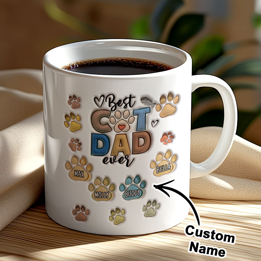 Bester Pelzvater Aller Zeiten – Hund Und Katze, Personalisierte, Individuelle, Bedruckte Tasse Mit 3d-aufblaseffekt – Vatertag, Geschenk Für Haustierbesitzer, Haustierliebhaber - dephotoblanket