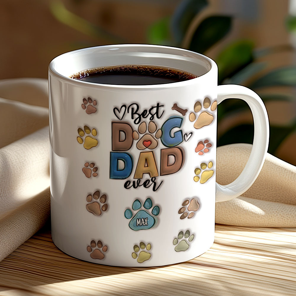 Bester Pelzvater Aller Zeiten – Hund Und Katze, Personalisierte, Individuelle, Bedruckte Tasse Mit 3d-aufblaseffekt – Vatertag, Geschenk Für Haustierbesitzer, Haustierliebhaber - dephotoblanket