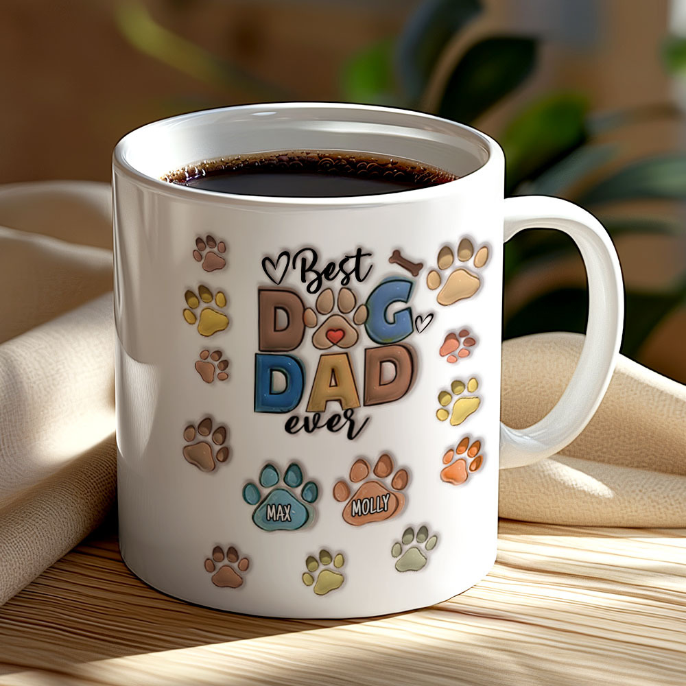 Bester Pelzvater Aller Zeiten – Hund Und Katze, Personalisierte, Individuelle, Bedruckte Tasse Mit 3d-aufblaseffekt – Vatertag, Geschenk Für Haustierbesitzer, Haustierliebhaber - dephotoblanket