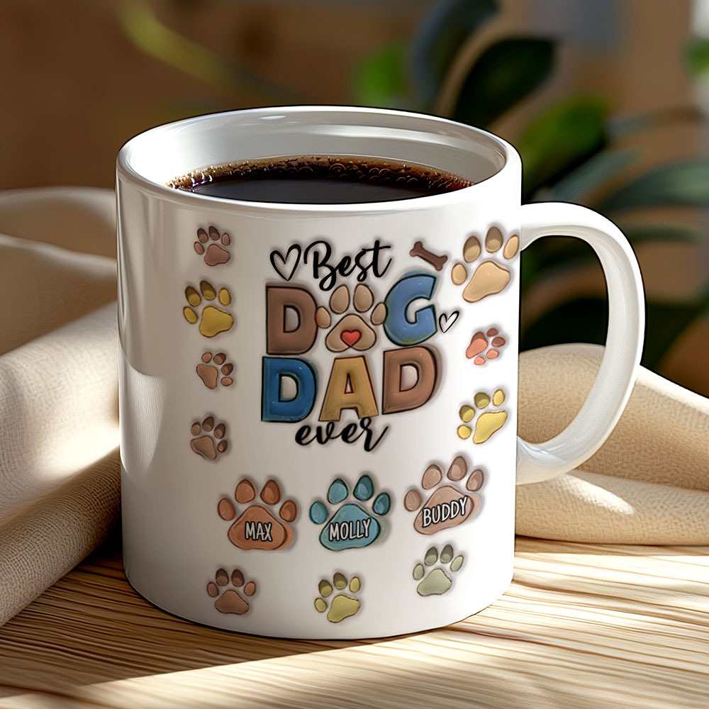 Bester Pelzvater Aller Zeiten – Hund Und Katze, Personalisierte, Individuelle, Bedruckte Tasse Mit 3d-aufblaseffekt – Vatertag, Geschenk Für Haustierbesitzer, Haustierliebhaber - dephotoblanket
