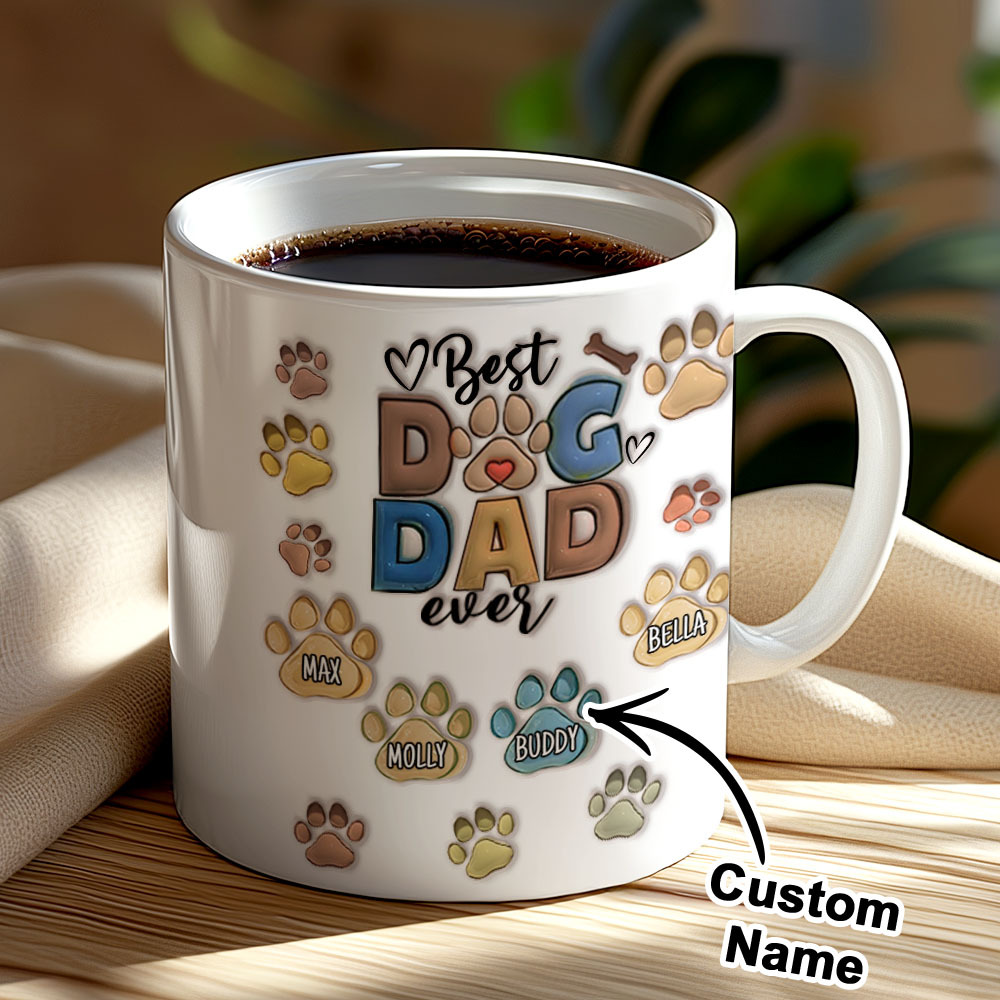 Bester Pelzvater Aller Zeiten – Hund Und Katze, Personalisierte, Individuelle, Bedruckte Tasse Mit 3d-aufblaseffekt – Vatertag, Geschenk Für Haustierbesitzer, Haustierliebhaber - dephotoblanket