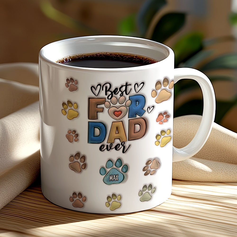 Bester Pelzvater Aller Zeiten – Hund Und Katze, Personalisierte, Individuelle, Bedruckte Tasse Mit 3d-aufblaseffekt – Vatertag, Geschenk Für Haustierbesitzer, Haustierliebhaber - dephotoblanket