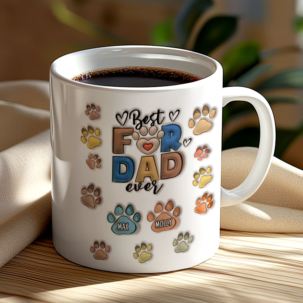 Bester Pelzvater Aller Zeiten – Hund Und Katze, Personalisierte, Individuelle, Bedruckte Tasse Mit 3d-aufblaseffekt – Vatertag, Geschenk Für Haustierbesitzer, Haustierliebhaber - dephotoblanket