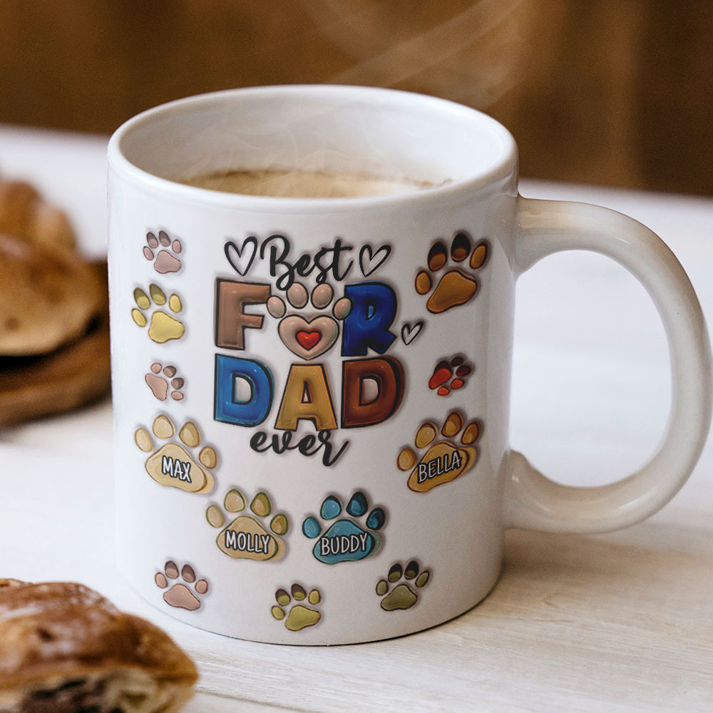 Bester Pelzvater Aller Zeiten – Hund Und Katze, Personalisierte, Individuelle, Bedruckte Tasse Mit 3d-aufblaseffekt – Vatertag, Geschenk Für Haustierbesitzer, Haustierliebhaber - dephotoblanket