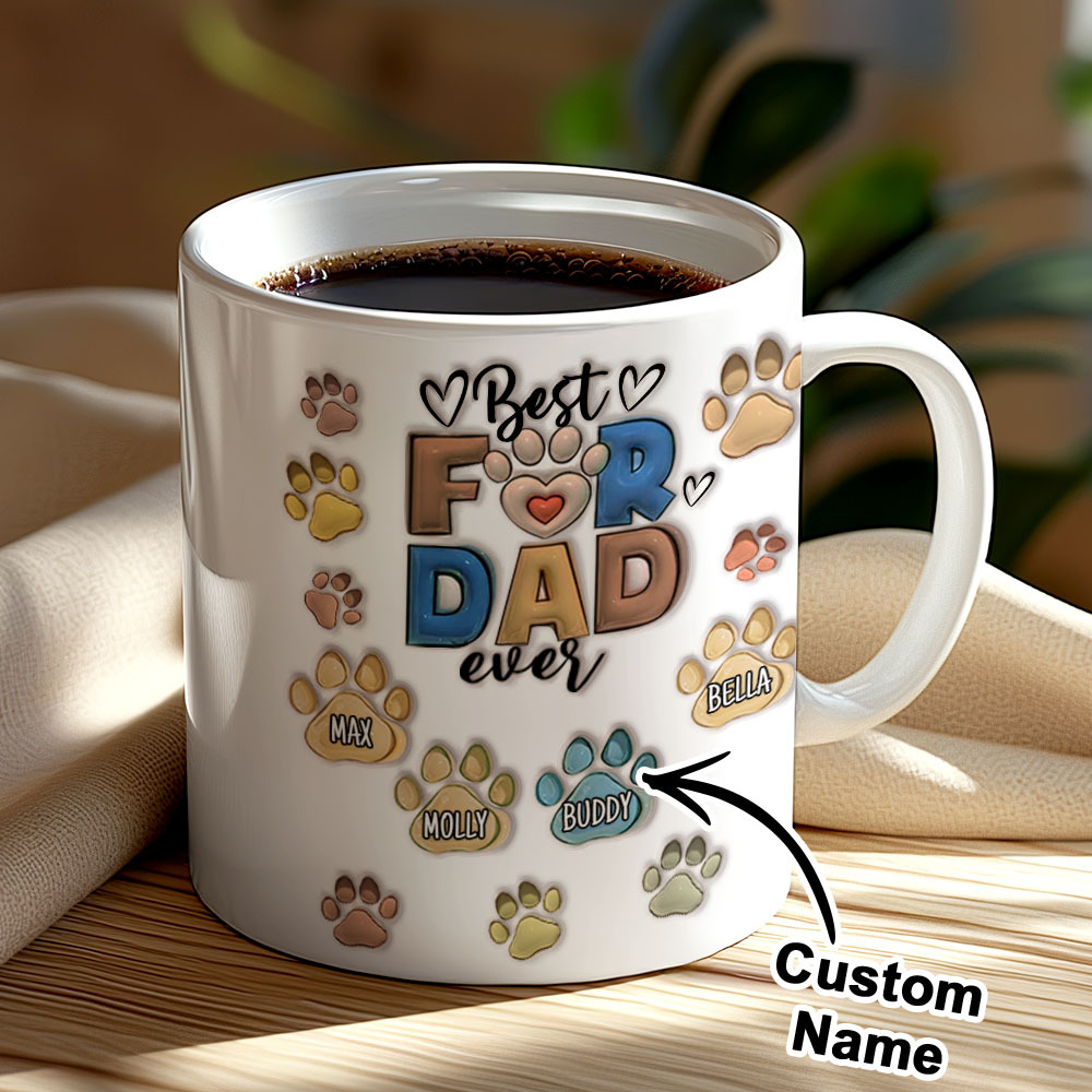 Bester Pelzvater Aller Zeiten – Hund Und Katze, Personalisierte, Individuelle, Bedruckte Tasse Mit 3d-aufblaseffekt – Vatertag, Geschenk Für Haustierbesitzer, Haustierliebhaber - dephotoblanket