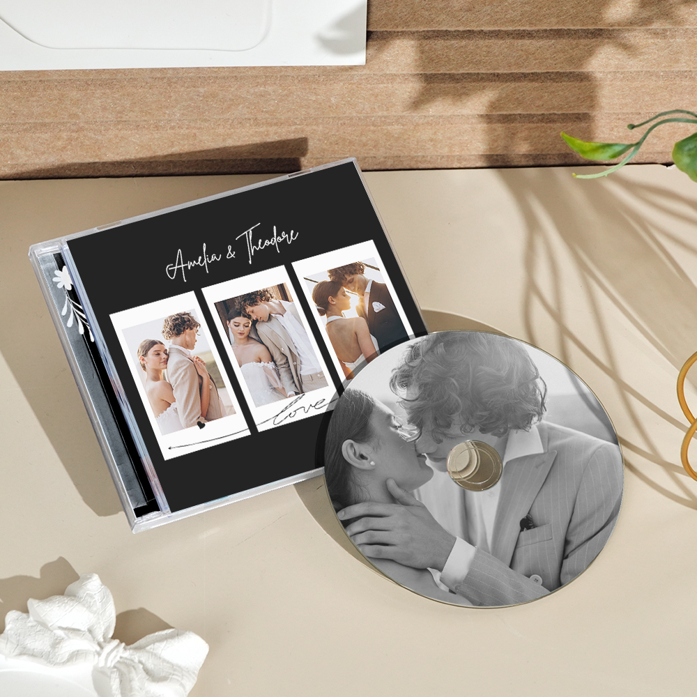 Foto-cd, Individuelle Mixtap-cd, Jubiläumsgeschenk Mit 5/10/16 Songs, Foto-cd Und Jewel Case, Hochzeitsgeschenk - dephotoblanket