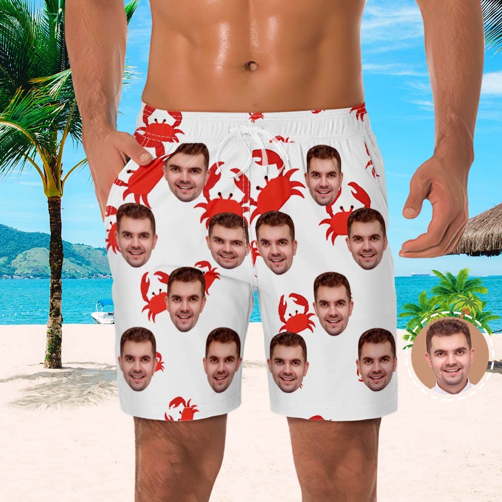 Benutzerdefinierte Gesichts-shorts Für Herren, Strand-foto-shorts, Kleines Krabben-design - dephotoblanket