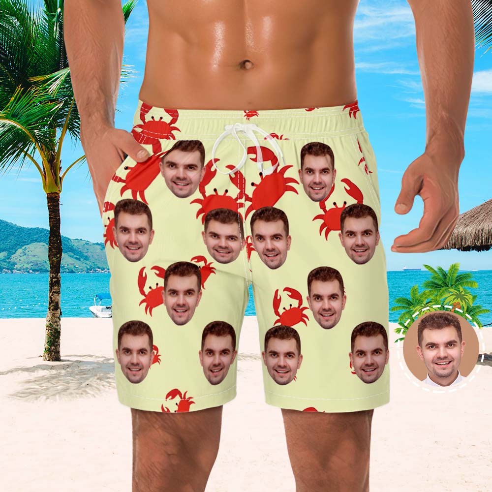 Benutzerdefinierte Gesichts-shorts Für Herren, Strand-foto-shorts, Kleines Krabben-design - dephotoblanket