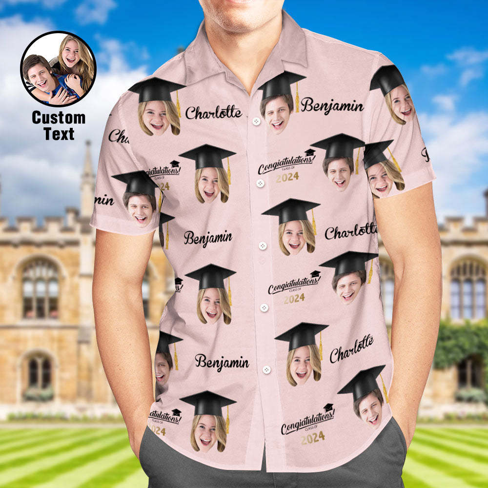 Benutzerdefiniertes Herren-Hawaii-Hemd mit personalisiertem Aloha-Gesicht für die Abschlussfeier - dephotoblanket